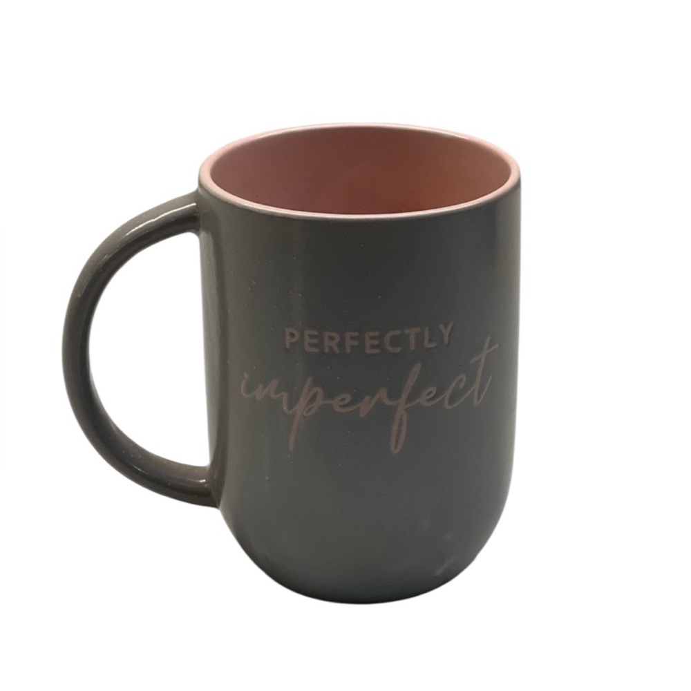 Better Living Perfectly Imperfect Coffee Mug Cup Large Gray‎ Pink